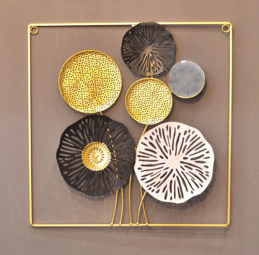 Modern Metal Wall Art Decoration | 3D Flower Design | Vertical & Square Frame | Home, Office & Living Room Decor
