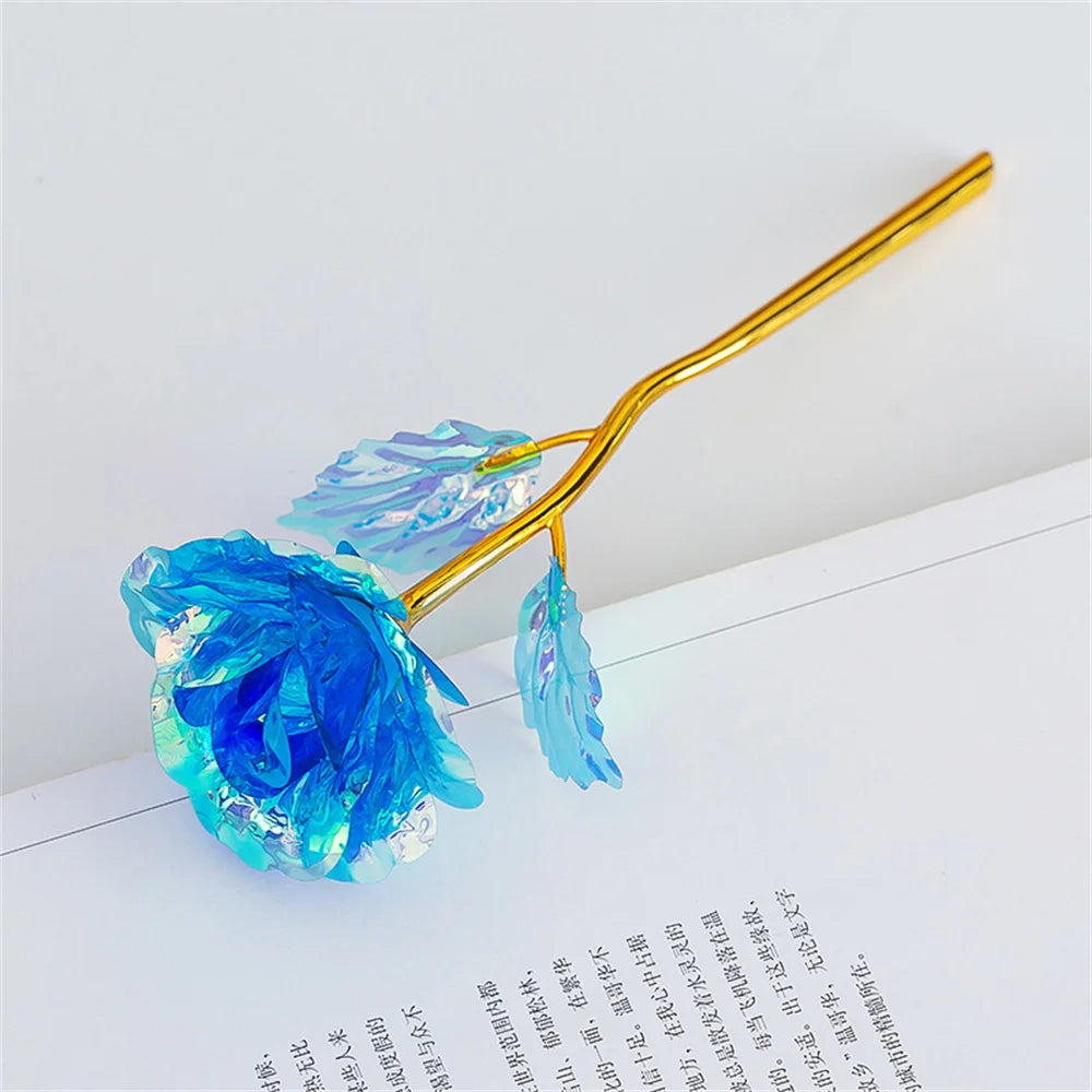1Pcs Artificial Flower Foil Rose Flower Valentine'S Day Gifts 24k Golden Plated Gold Rose Lasts Forever Love Flower for Lover