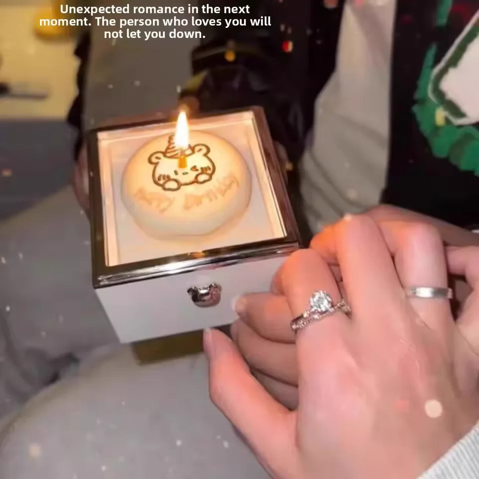 Valentine's Day Birthday Gift Packaging Surprise Box Bear Flip Ring Box Surprise Bear Cake Ring Box Candle Lighting