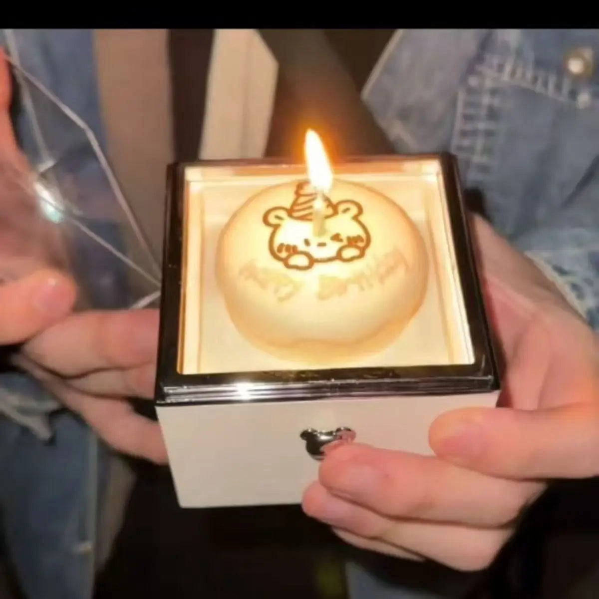 Valentine's Day Birthday Gift Packaging Surprise Box Bear Flip Ring Box Surprise Bear Cake Ring Box Candle Lighting