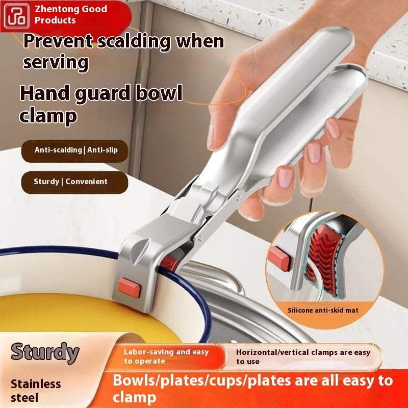 Kitchen Essential Hot Plate Gripper, Anti-Scald Bowl Clip with Ergonomic Handle for Ovens and Air Fryers