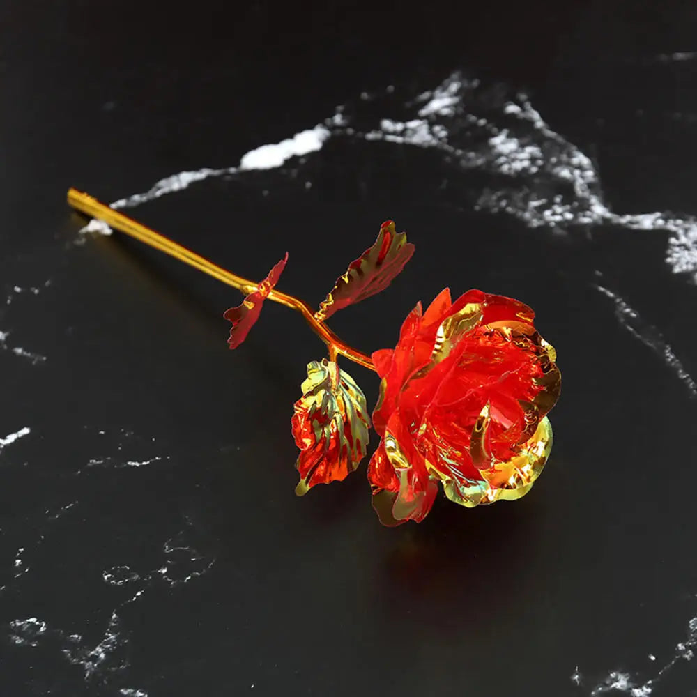 1Pcs Artificial Flower Foil Rose Flower Valentine'S Day Gifts 24k Golden Plated Gold Rose Lasts Forever Love Flower for Lover