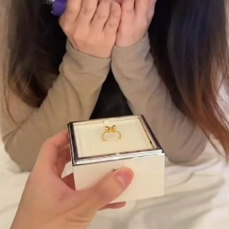 Valentine's Day Birthday Gift Packaging Surprise Box Bear Flip Ring Box Surprise Bear Cake Ring Box Candle Lighting