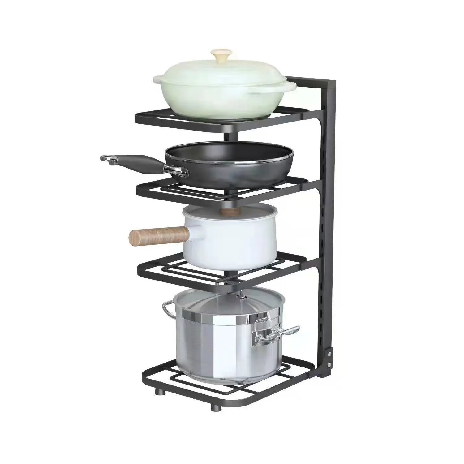 The Kitchen Is Equipped with Stainless Steel Shelves, Storage Racks, Sinks, and Multi-layered Household CabinetsKitchenOrganizer