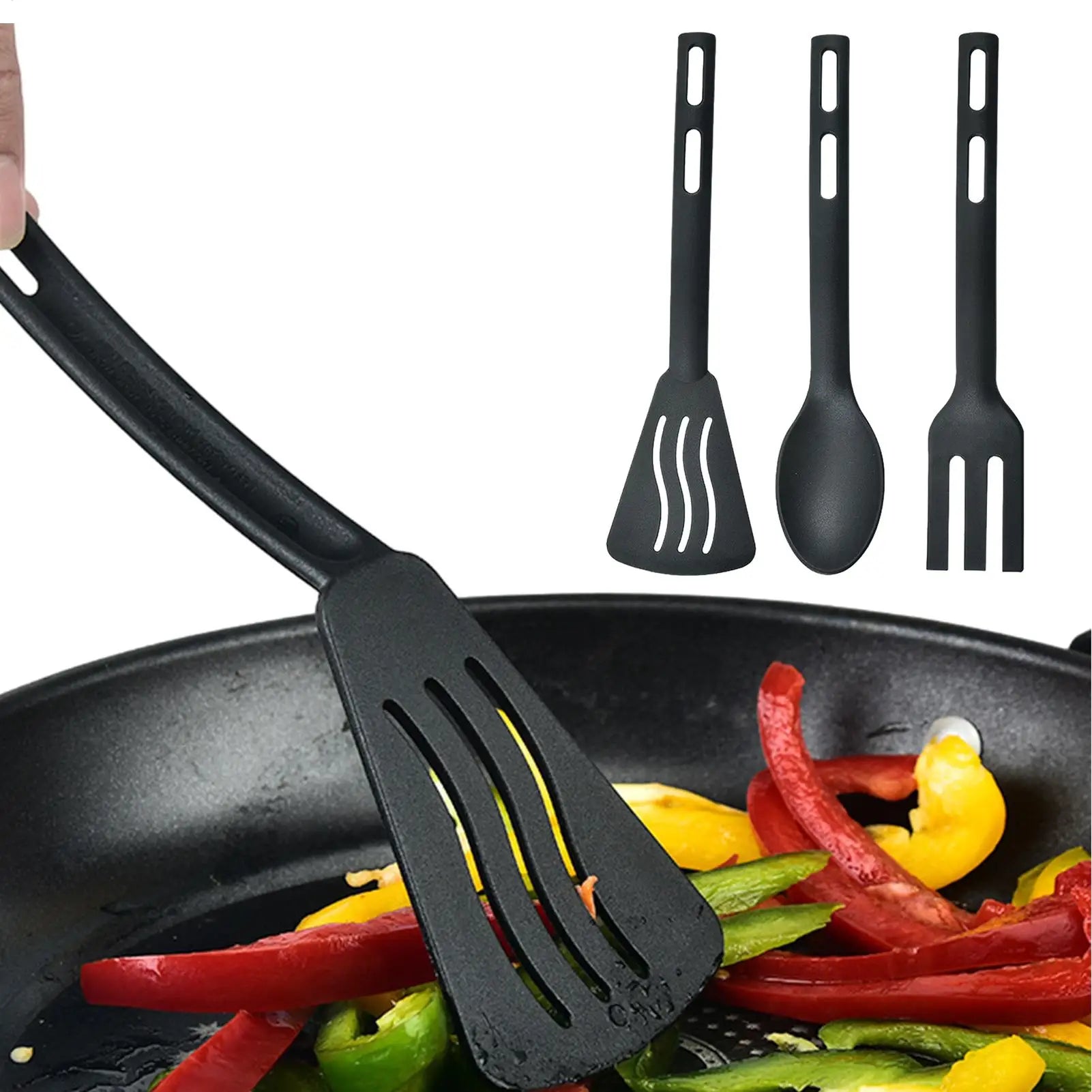 Kitchen Cooking Utensils Nylon Kitchen Utensils Set Sturdy Cutlery Kit With Non-Stick Spatulas Comfortable Handle Cookware
