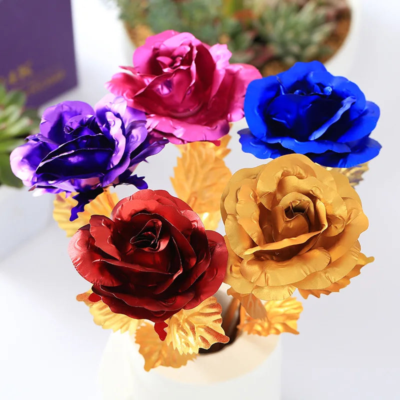 24k Foil Plated Rose Gold Rose Valentine'S Day Creative Gift  Lasts Forever Love Wedding Decoration Christmas Gift With Rose Box