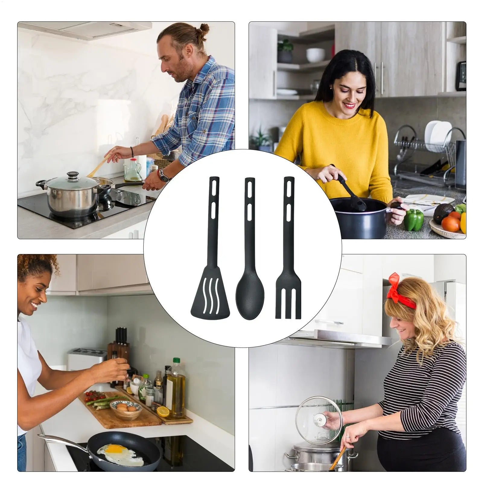 Kitchen Tool Set Nylon Kitchen Utensils Set Sturdy Cutlery Kit With Non-Stick Spatulas Comfortable Handle Cookware Accessories