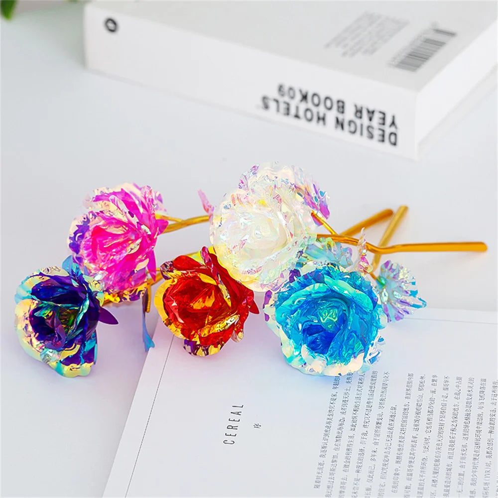 1Pcs Artificial Flower Foil Rose Flower Valentine'S Day Gifts 24k Golden Plated Gold Rose Lasts Forever Love Flower for Lover