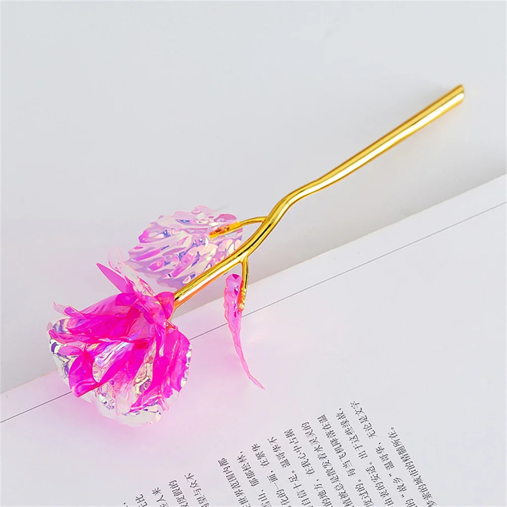 1Pcs Artificial Flower Foil Rose Flower Valentine'S Day Gifts 24k Golden Plated Gold Rose Lasts Forever Love Flower for Lover